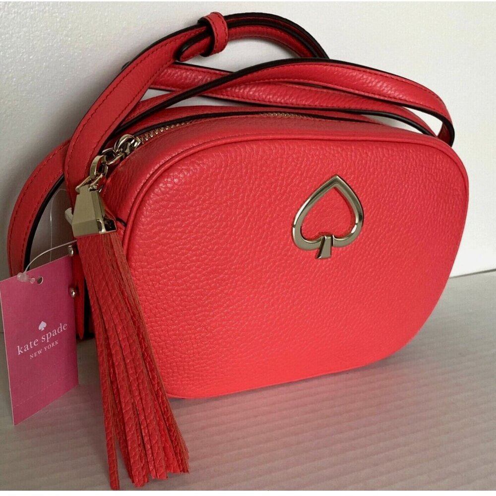 New Kate Spade Kourtney Camera bag Pebble Leather Stoplight (Red)